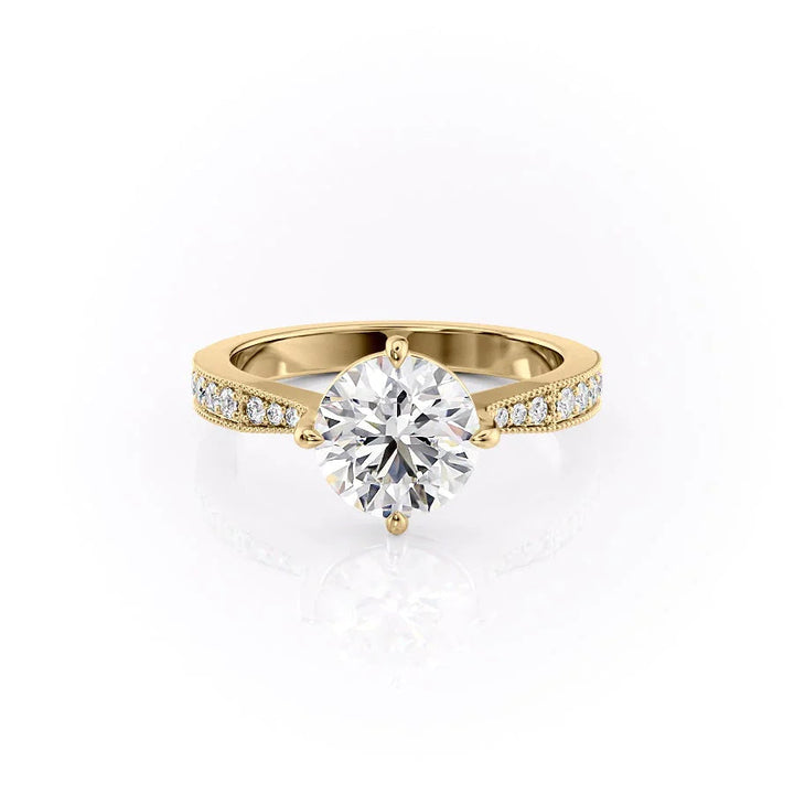 2.0CT Round Lab Grown E/VVS1 Diamond Vintage Pave Engagement Ring