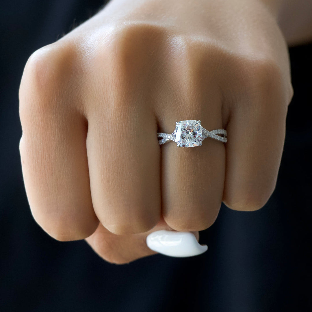 3.0CT Cushion Lab Grown F/VVS2 Diamond Infinity Engagement Ring
