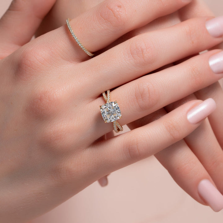 3.0CT Cushion Lab Grown F/VVS2 Diamond Infinity Engagement Ring