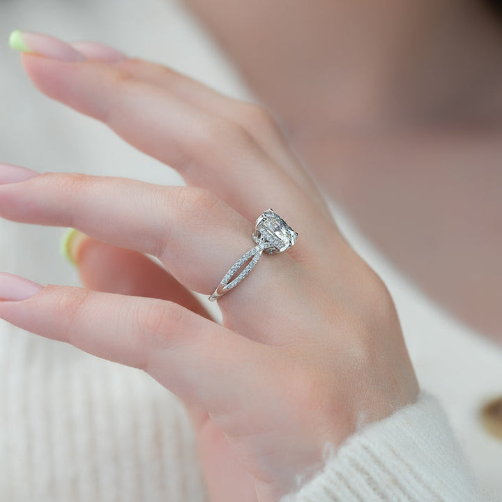 2.0CT Cushion Lab Grown E/VS1 Diamond Infinity Pave Engagement Ring