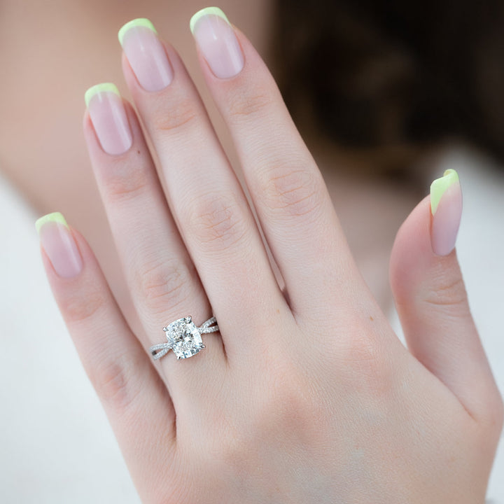 2.0CT Cushion Lab Grown E/VS1 Diamond Infinity Pave Engagement Ring