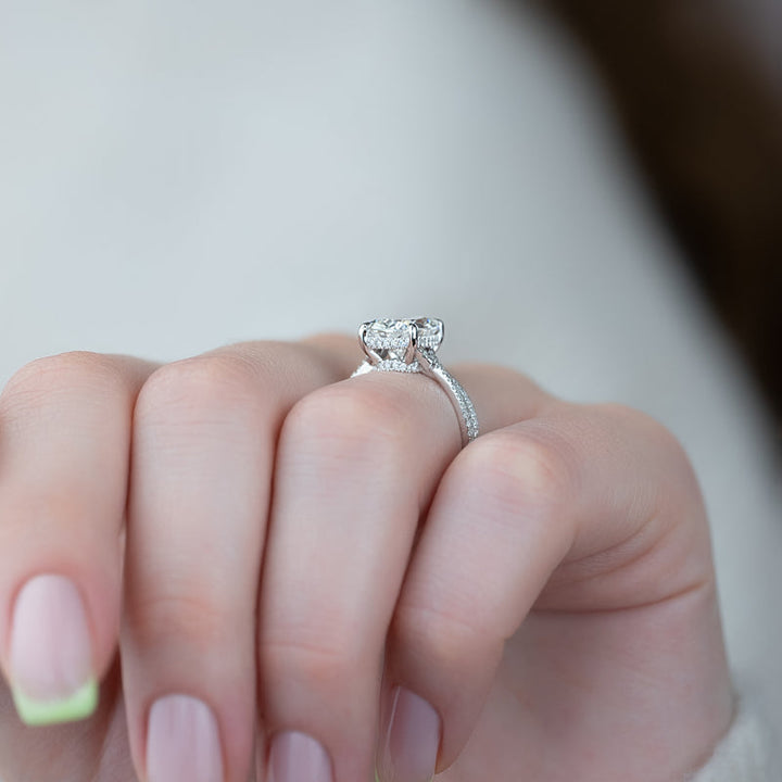 2.0CT Cushion Lab Grown E/VS1 Diamond Infinity Pave Engagement Ring