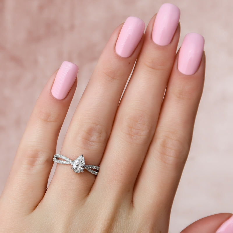 3.0CT Pear Lab Grown E/VVS1 Diamond Infinity Pave Engagement Ring