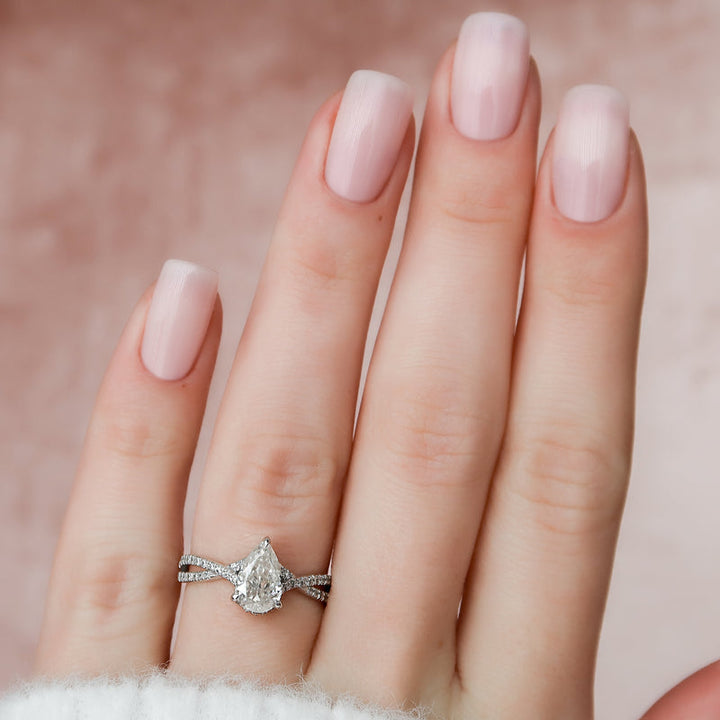 3.0CT Pear Lab Grown E/VVS1 Diamond Infinity Pave Engagement Ring