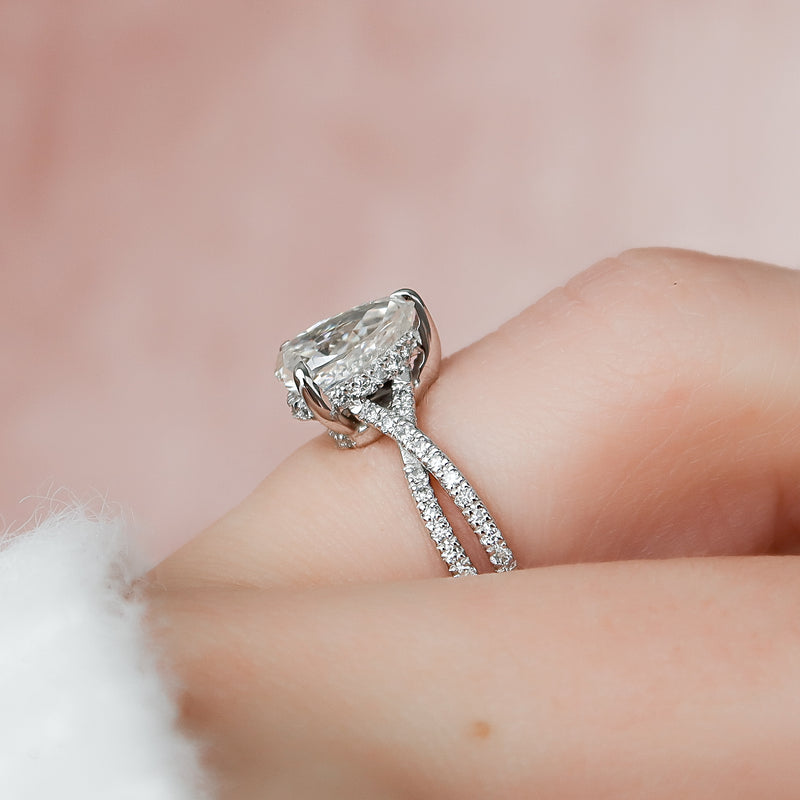 3.0CT Pear Lab Grown E/VVS1 Diamond Infinity Pave Engagement Ring