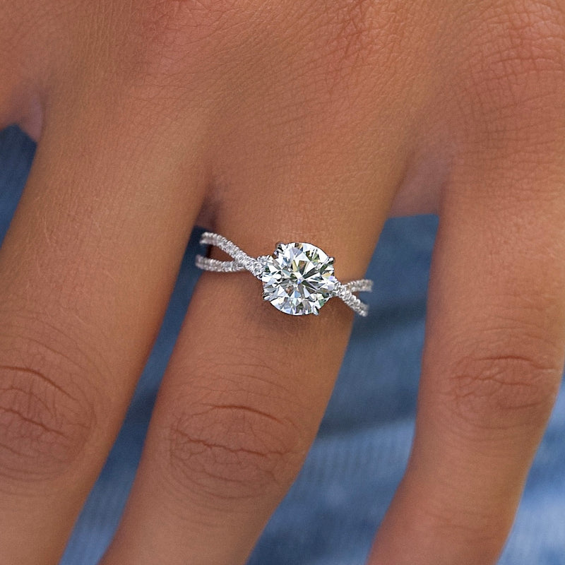 2.0CT Round Lab Grown F/VVS2 Diamond Infinity Pave Engagement Ring