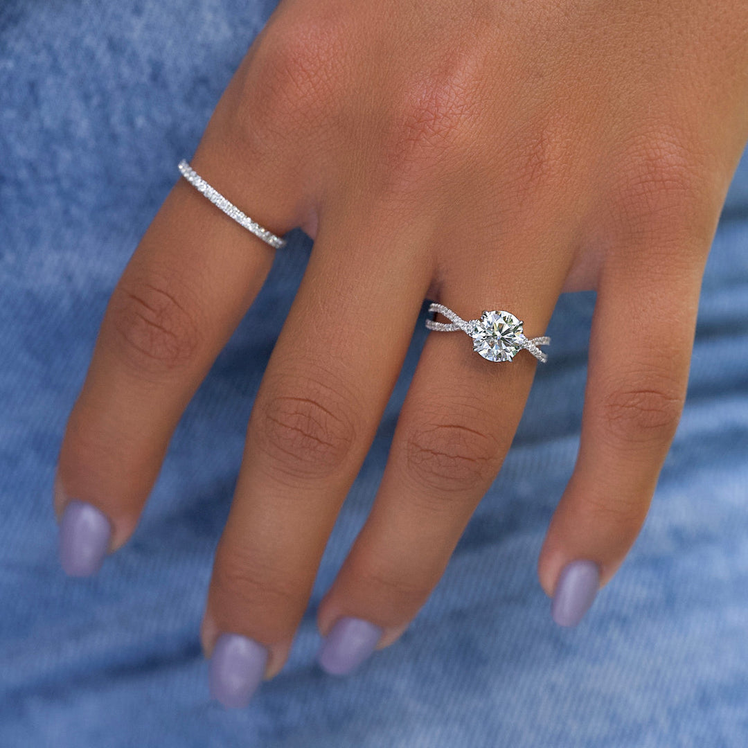 2.0CT Round Lab Grown F/VVS2 Diamond Infinity Pave Engagement Ring