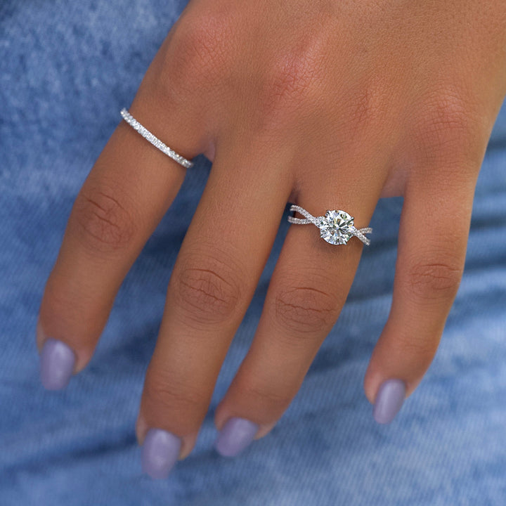 2.0CT Round Lab Grown F/VVS2 Diamond Infinity Pave Engagement Ring