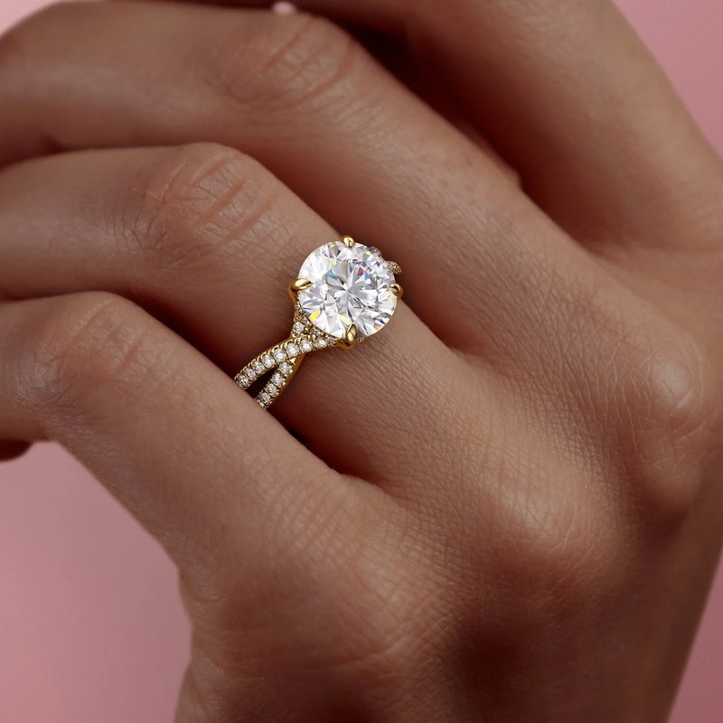 2.0CT Round Lab Grown F/VVS2 Diamond Infinity Pave Engagement Ring