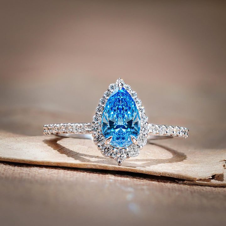 Blue Pear Diamond Wedding Jewelry27. Romantic Blue Pear Halo Pave28. 1.5ct Blue Diamond Ring Style29. Pear Cut Blue Diamond Profile