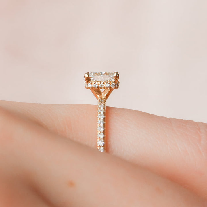 1.50CT Cushion Lab Grown Hidden Halo F/VS2 Diamond Engagement Ring