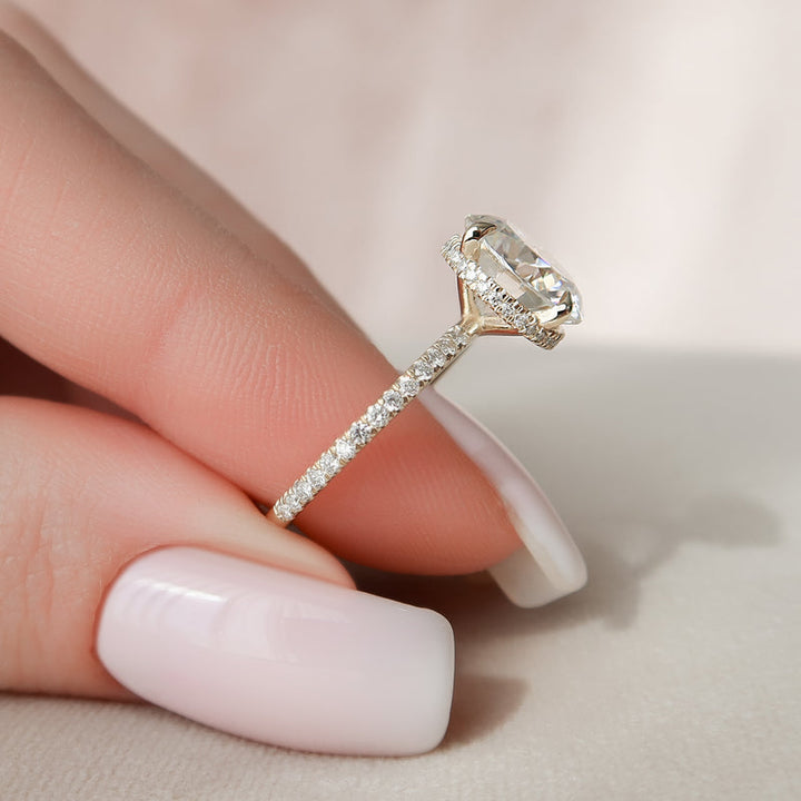 2.0CT Round Lab Grown F/VVS2 Diamond Hidden Halo Engagement Ring