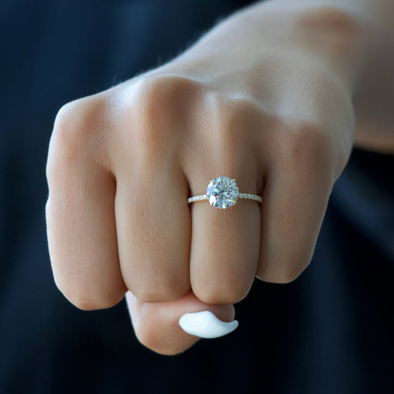 2.0CT Round Lab Grown F/VVS2 Diamond Hidden Halo Engagement Ring