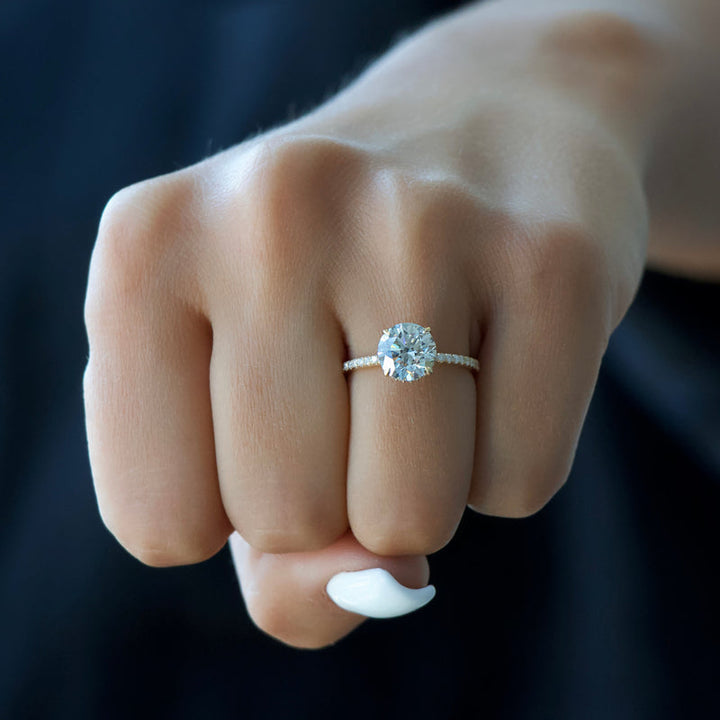 2.0CT Round Lab Grown F/VVS2 Diamond Hidden Halo Engagement Ring