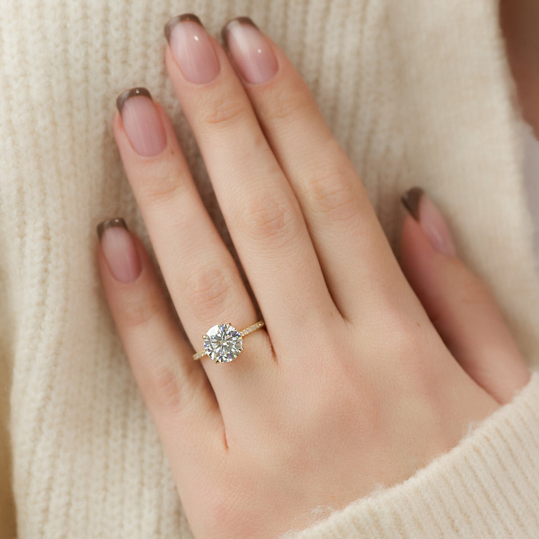 2.0CT Round Lab Grown F/VVS2 Diamond Hidden Halo Engagement Ring