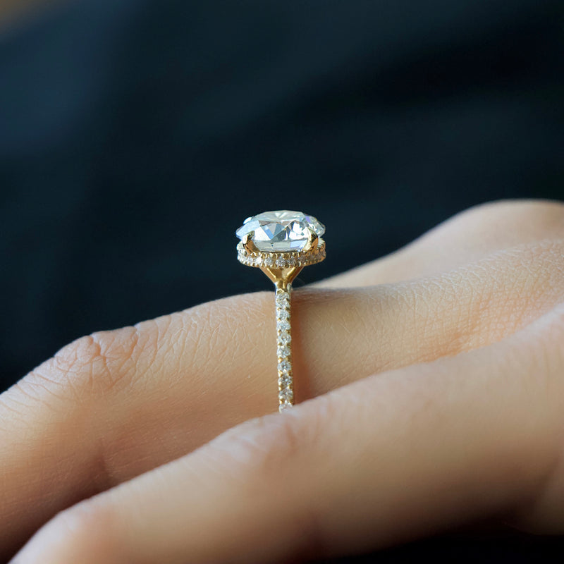 2.0CT Round Lab Grown F/VVS2 Diamond Hidden Halo Engagement Ring