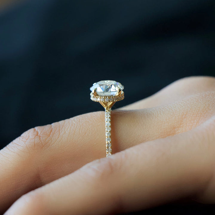 2.0CT Round Lab Grown F/VVS2 Diamond Hidden Halo Engagement Ring