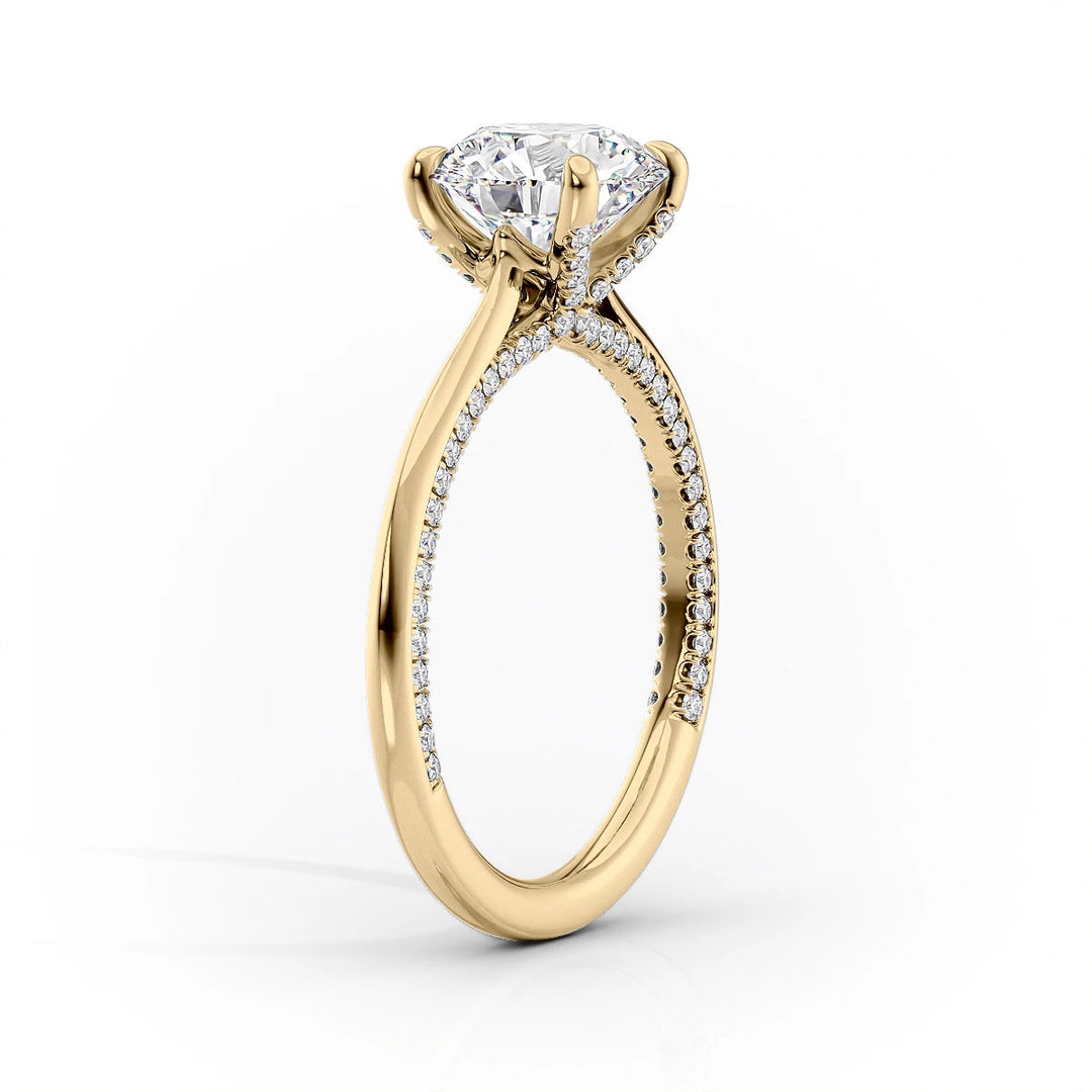 2.50CT Cushion Lab Grown E/VS1 Tulip Set Diamond Hidden Pave Engagement Ring