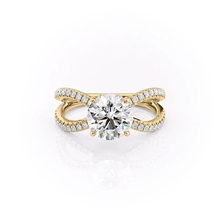 1.50CT Round Lab Grown E/VS2 Diamond Unique Shank Pave Engagement Ring