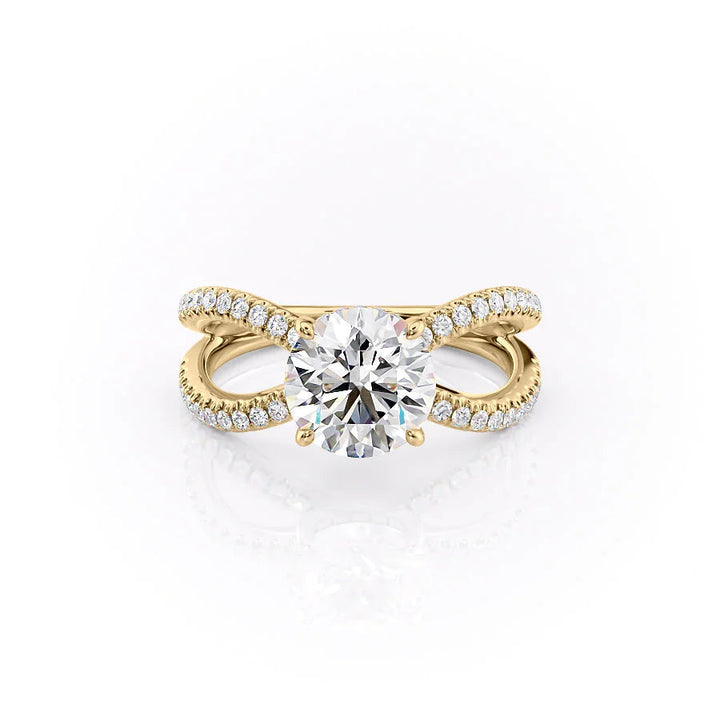 1.50CT Round Lab Grown E/VS2 Diamond Unique Shank Pave Engagement Ring