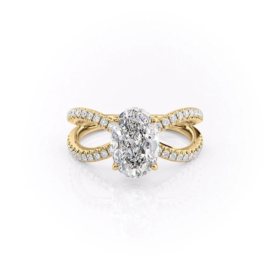 2.0CT Oval Lab Grown F/VS1 Diamond Split Shank Engagement Ring