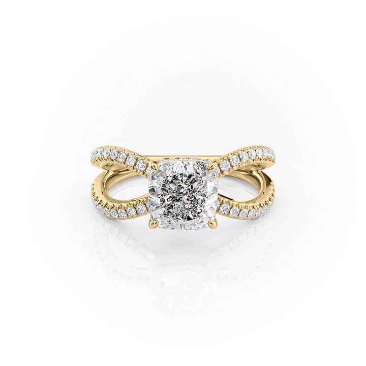 3.0CT Cushion Lab Grown E/VVS2 Diamond Split Shank Engagement Ring