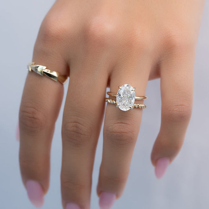 1.50CT Oval Lab Grown E/VS2 Diamond Hidden Halo Engagement Ring