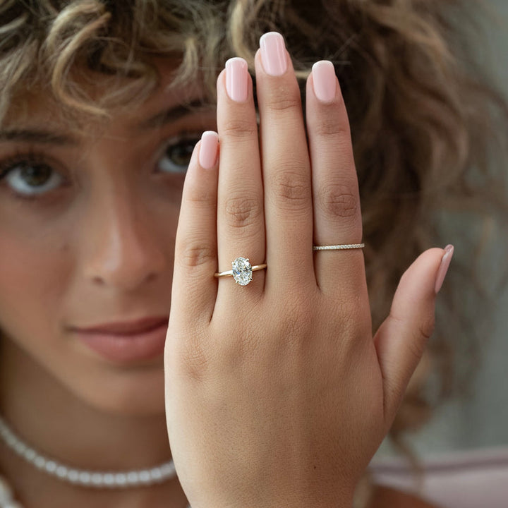 1.50CT Oval Lab Grown E/VS2 Diamond Hidden Halo Engagement Ring