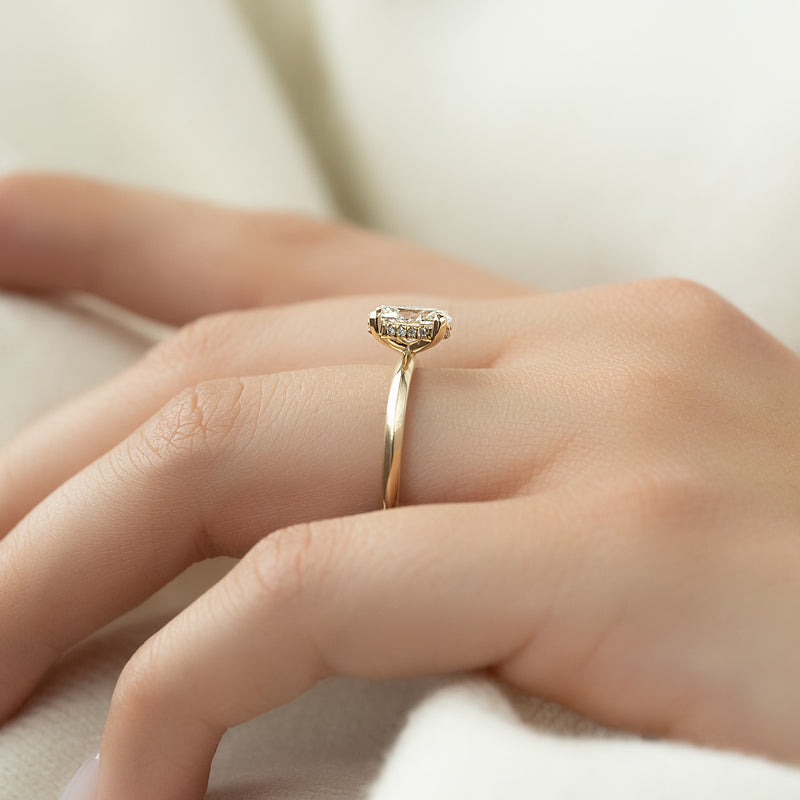 1.50CT Oval Lab Grown E/VS2 Diamond Hidden Halo Engagement Ring