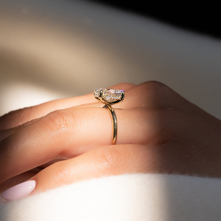 1.50CT Oval Lab Grown E/VS2 Diamond Hidden Halo Engagement Ring