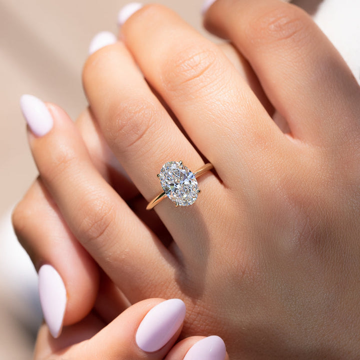 1.50CT Oval Lab Grown E/VS2 Diamond Hidden Halo Engagement Ring