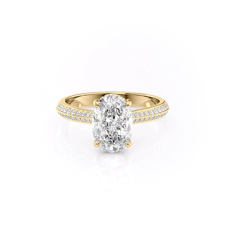 2.0CT Oval Lab Grown F/VS2 Diamond Double Pave Engagement Ring