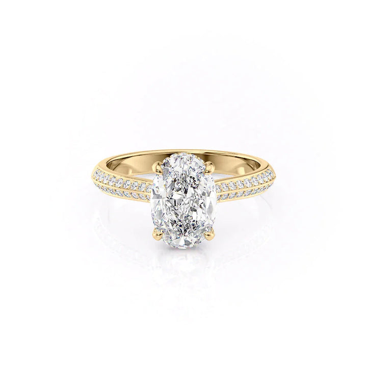 2.0CT Oval Lab Grown F/VS2 Diamond Double Pave Engagement Ring