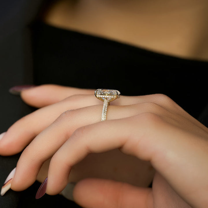 2.0CT Oval Lab Grown F/VS2 Diamond Double Pave Engagement Ring