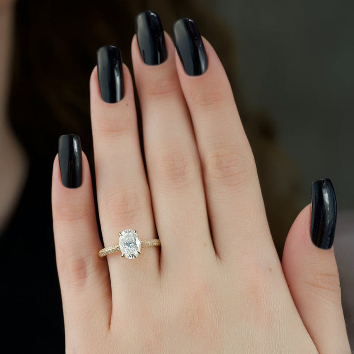 2.0CT Oval Lab Grown F/VS2 Diamond Double Pave Engagement Ring