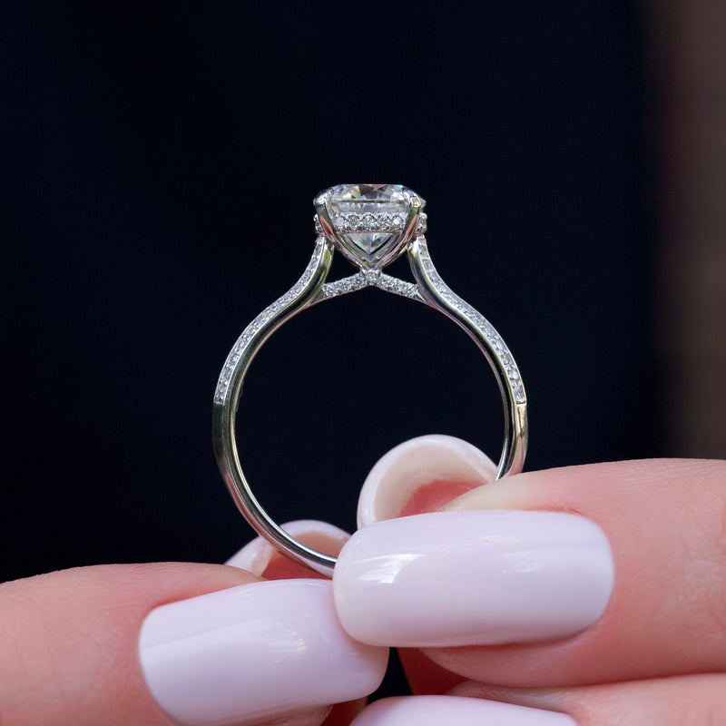 1.50CT Round Lab Grown F/VVS1 Diamond Double Pave Engagement Ring