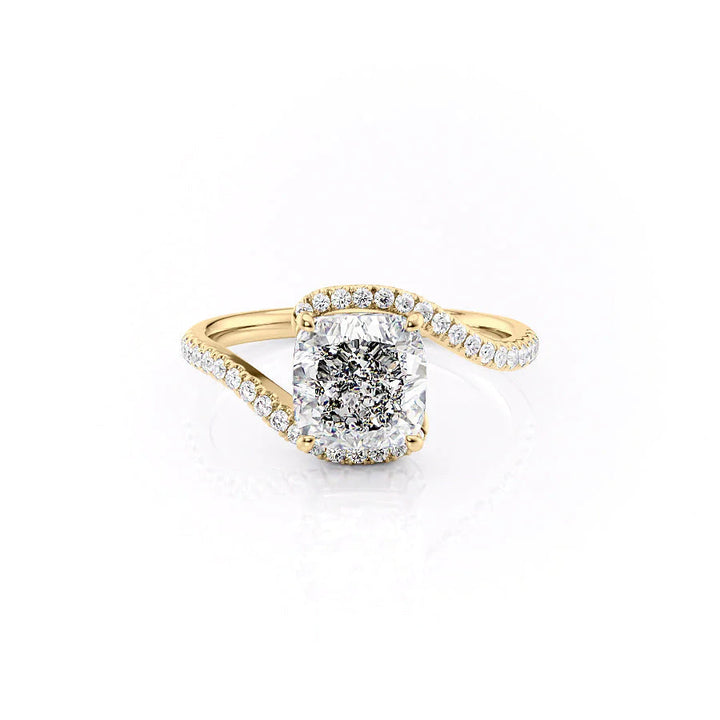 1.50CT Cushion Lab Grown F/VS2 Diamond Bypass Pave Engagement Ring