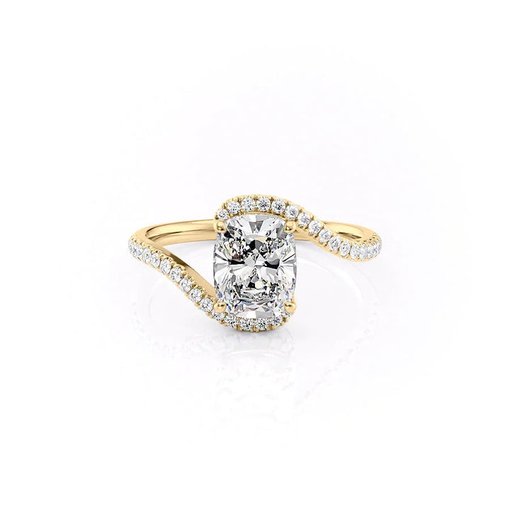 3.0CT Elongated Cushion Lab Grown E/VVS1 Bypass Diamond Pave Engagement Ring