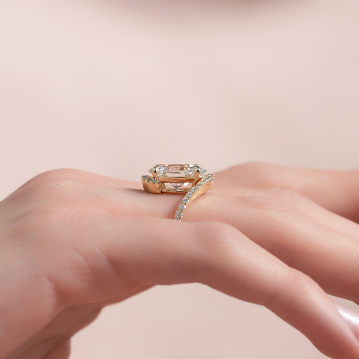 2.0CT Oval Lab Grown E/VS1 Diamond Bypass Engagement Ring