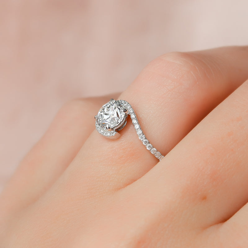 3.0CT Round Lab Grown E/VS2 Diamond Bypass Pave Engagement Ring
