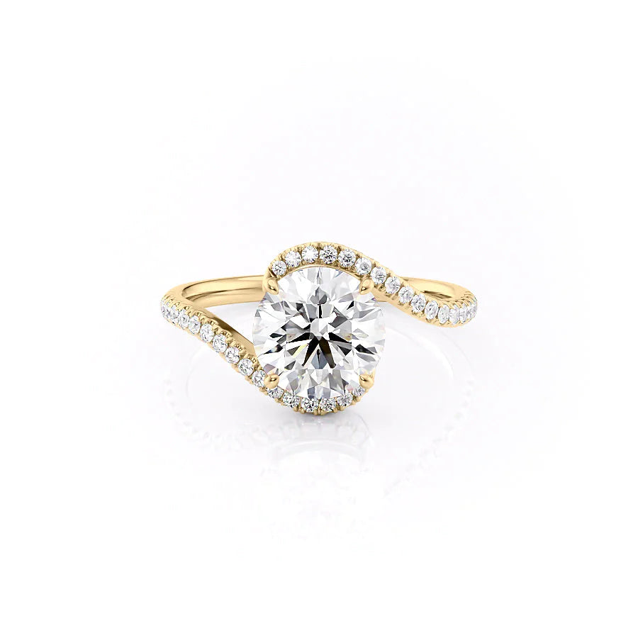 3.0CT Round Lab Grown E/VS2 Diamond Bypass Pave Engagement Ring