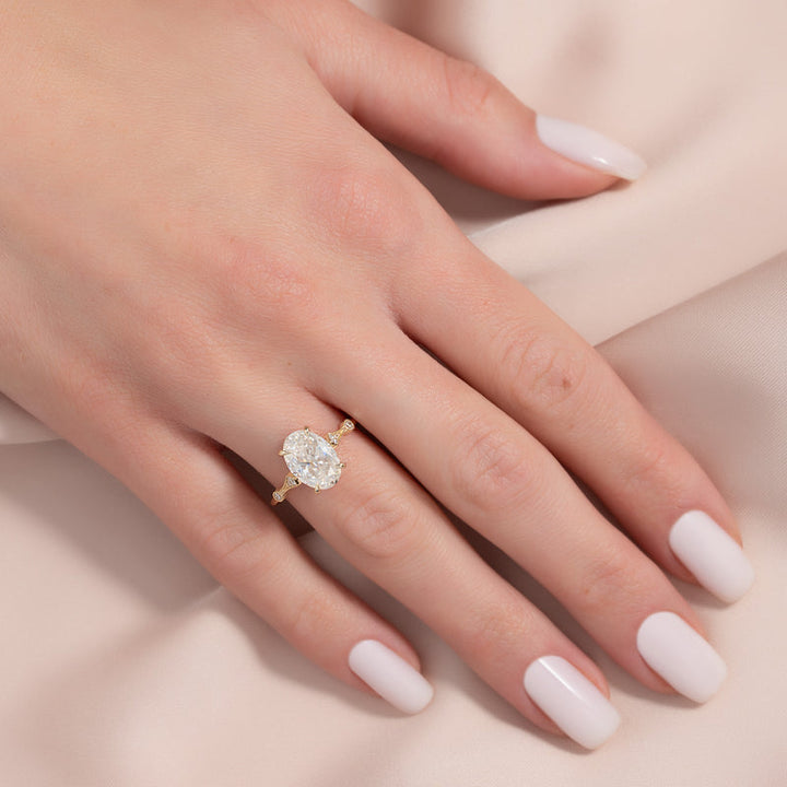 2.50CT Oval Lab Grown F/VS1 Diamond Vintage Milgrain Engagement Ring