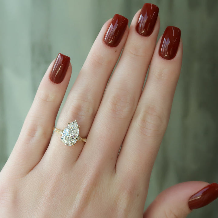 2.50CT Pear Lab Grown F/VVS2 Cathedral Diamond Vintage Pave Engagement Ring