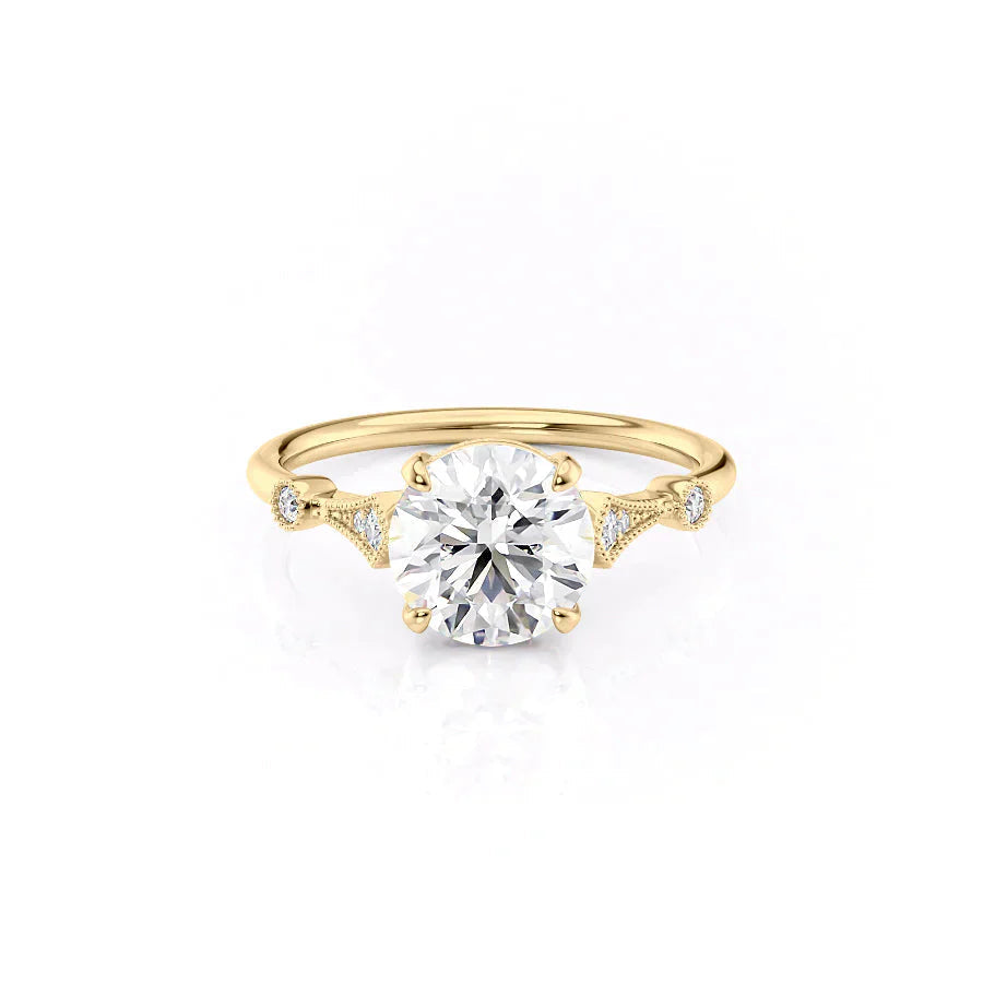2.50CT Round Lab Grown F/VS1 Diamond Milgrain Pave Engagement Ring
