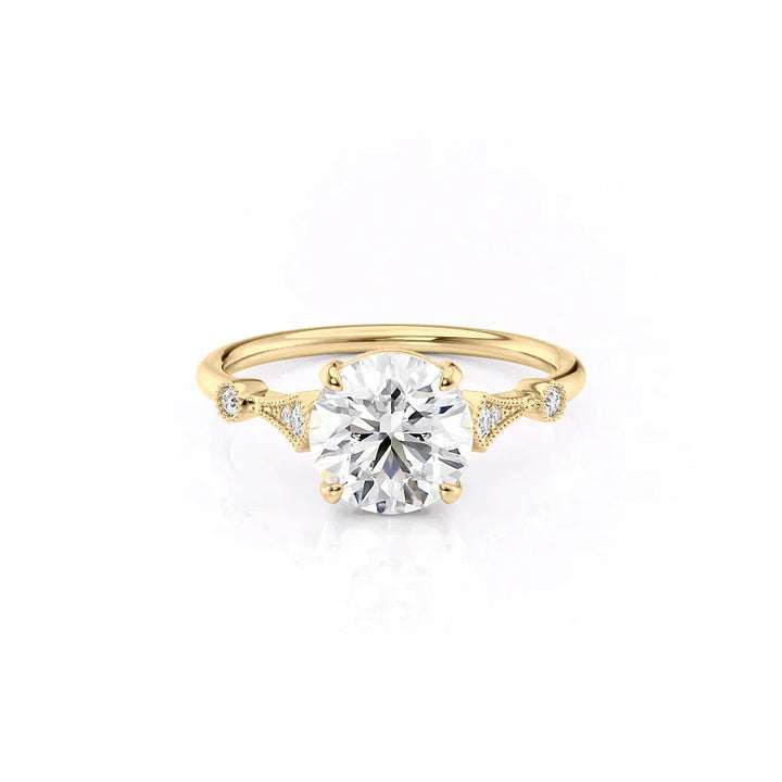 2.50CT Round Lab Grown F/VS1 Diamond Milgrain Pave Engagement Ring