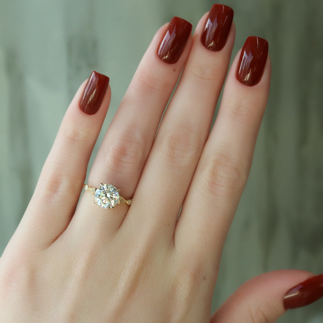 2.50CT Round Lab Grown F/VS1 Diamond Milgrain Pave Engagement Ring