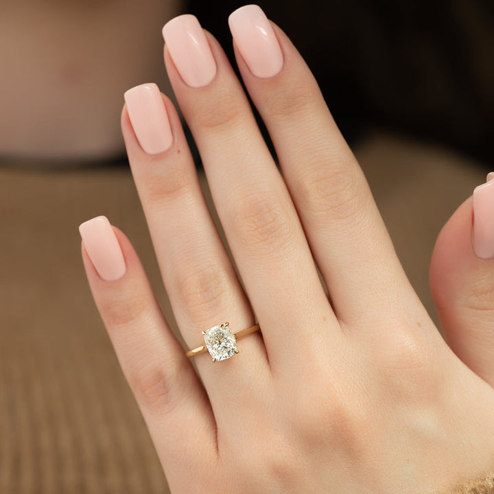 4.0CT Cushion Lab Grown F/VVS1 Diamond Bridge Set Engagement Ring