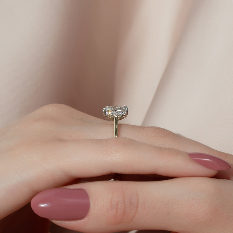 4.0CT Cushion Lab Grown F/VVS1 Diamond Bridge Set Engagement Ring
