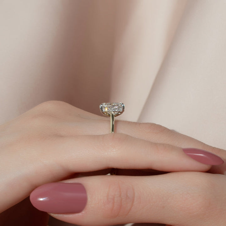 4.0CT Cushion Lab Grown F/VVS1 Diamond Bridge Set Engagement Ring