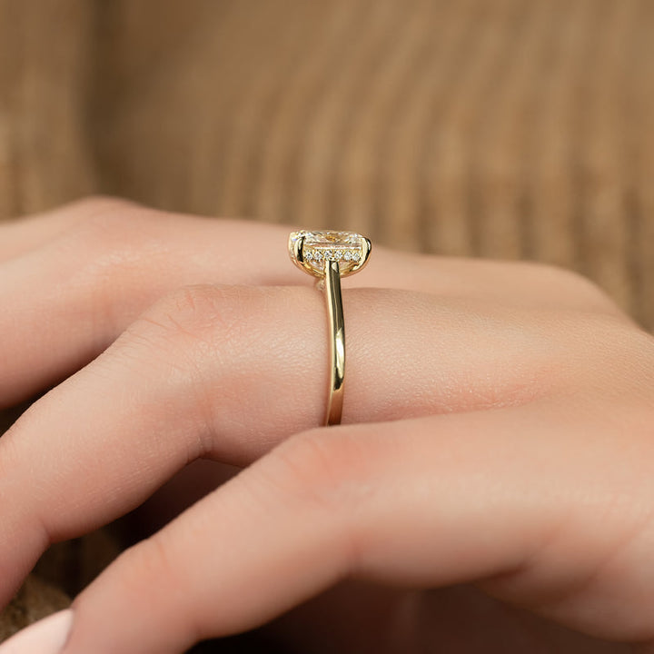 4.0CT Cushion Lab Grown F/VVS1 Diamond Bridge Set Engagement Ring